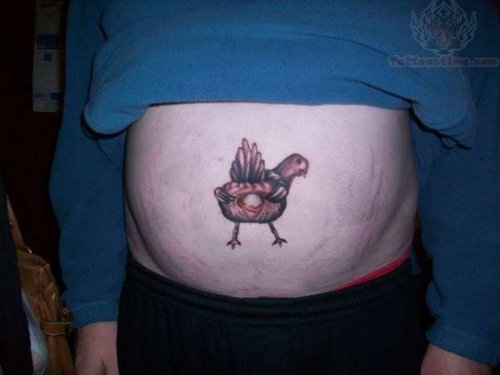 Ruse Pigeon Belly Button Tattoo
